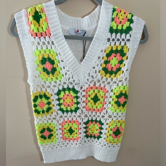 Granny square GREYLIN hand crochet vest NWT size XS - Picture 2 of 7